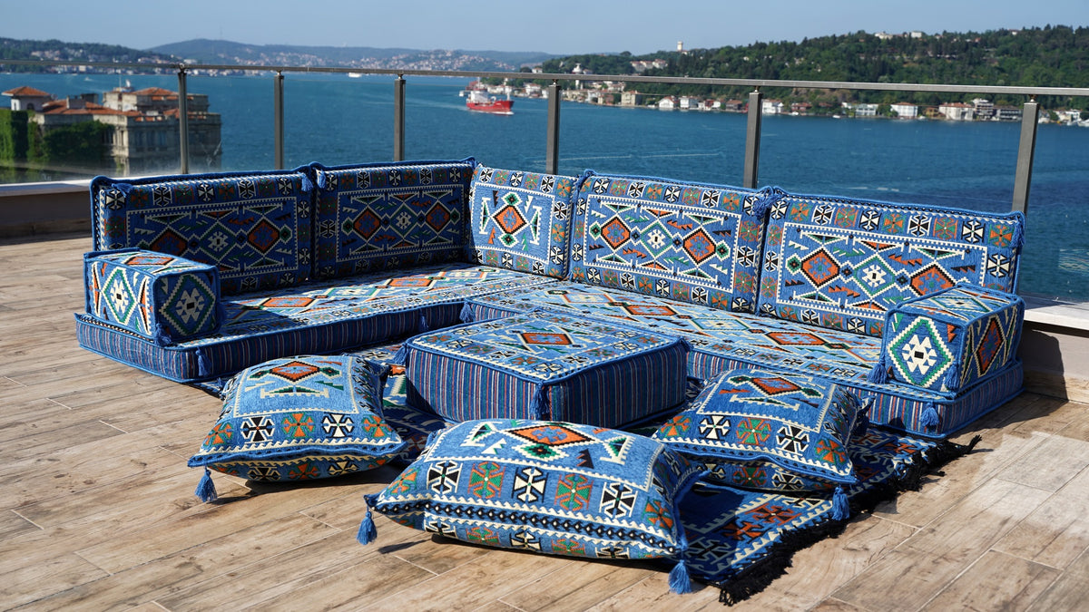 L Shaped Moroccan Sofa, Arabic Majlis, Turkish Sofa Seating