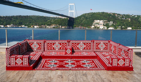 U Shaped Floor Sofa Set, Arabic Majlis Set, Turkish Seating Cushions