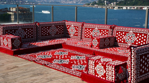 U Shaped Floor Sofa Set, Arabic Majlis Set, Turkish Seating Cushions