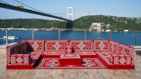 U Shaped Floor Sofa Set, Arabic Majlis Set, Turkish Seating Cushions