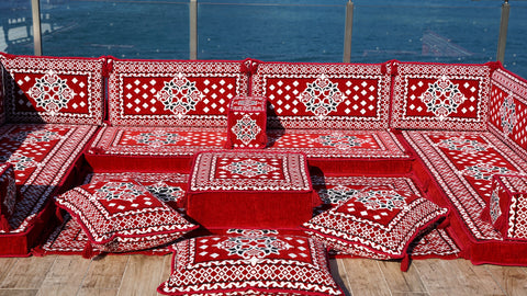 U Shaped Floor Sofa Set, Arabic Majlis Set, Turkish Seating Cushions