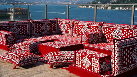 U Shaped Floor Sofa Set, Arabic Majlis Set, Turkish Seating Cushions