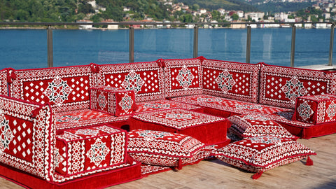 U Shaped Floor Sofa Set, Arabic Majlis Set, Turkish Seating Cushions