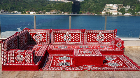 L Shaped Turkish Sofa, Arabic Seating Sofa, Floor Seating Cushions