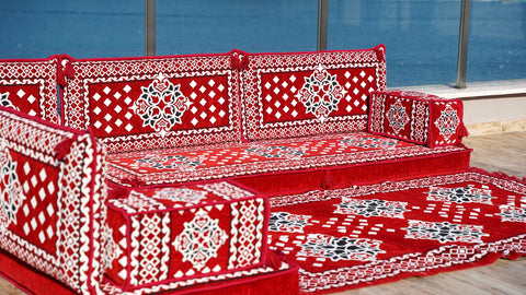 L Shaped Turkish Sofa, Arabic Seating Sofa, Floor Seating Cushions