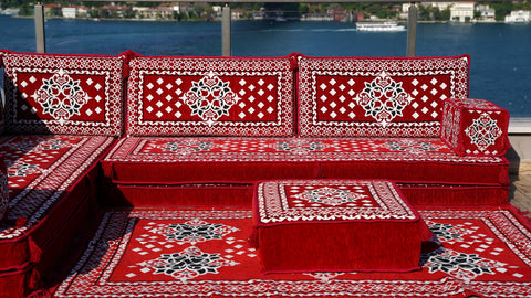 L Shaped Turkish Sofa, Arabic Seating Sofa, Floor Seating Cushions