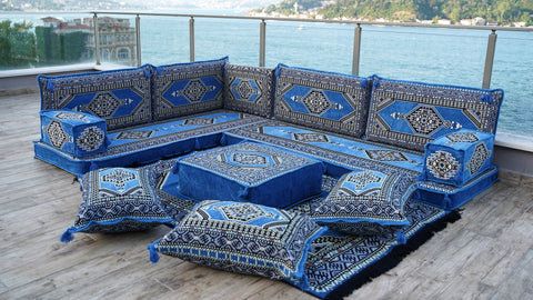 8 Thickness L Shape Sofa, Arabic Jalsa, Floor Seating Set, Majlis Sofa