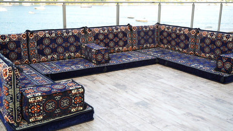 Arabic Floor Sofa Set, U Shaped Arabic Majlis, Oriental Sofa Set