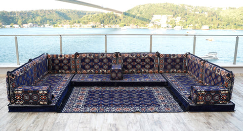 Arabic Floor Sofa Set, U Shaped Arabic Majlis, Oriental Sofa Set