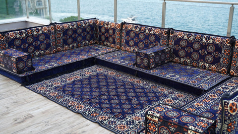 Arabic Floor Sofa Set, U Shaped Arabic Majlis, Oriental Sofa Set