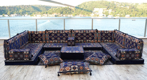 Arabic Floor Sofa Set, U Shaped Arabic Majlis, Oriental Sofa Set