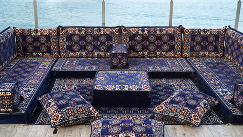 Arabic Floor Sofa Set, U Shaped Arabic Majlis, Oriental Sofa Set