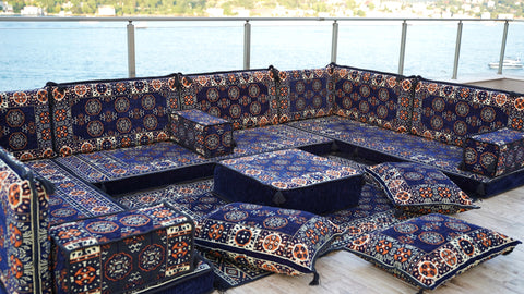 Arabic Floor Sofa Set, U Shaped Arabic Majlis, Oriental Sofa Set