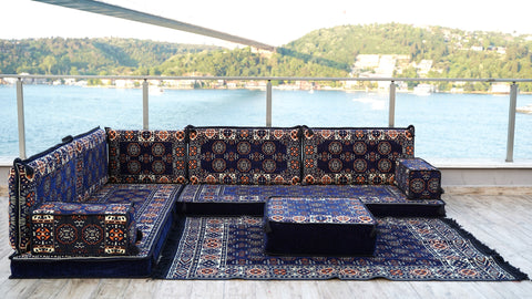 Handmade L Shaped Arabic Sofa, Turkish Sofa Seating, Oriental Sofa