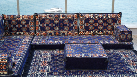 Handmade L Shaped Arabic Sofa, Turkish Sofa Seating, Oriental Sofa