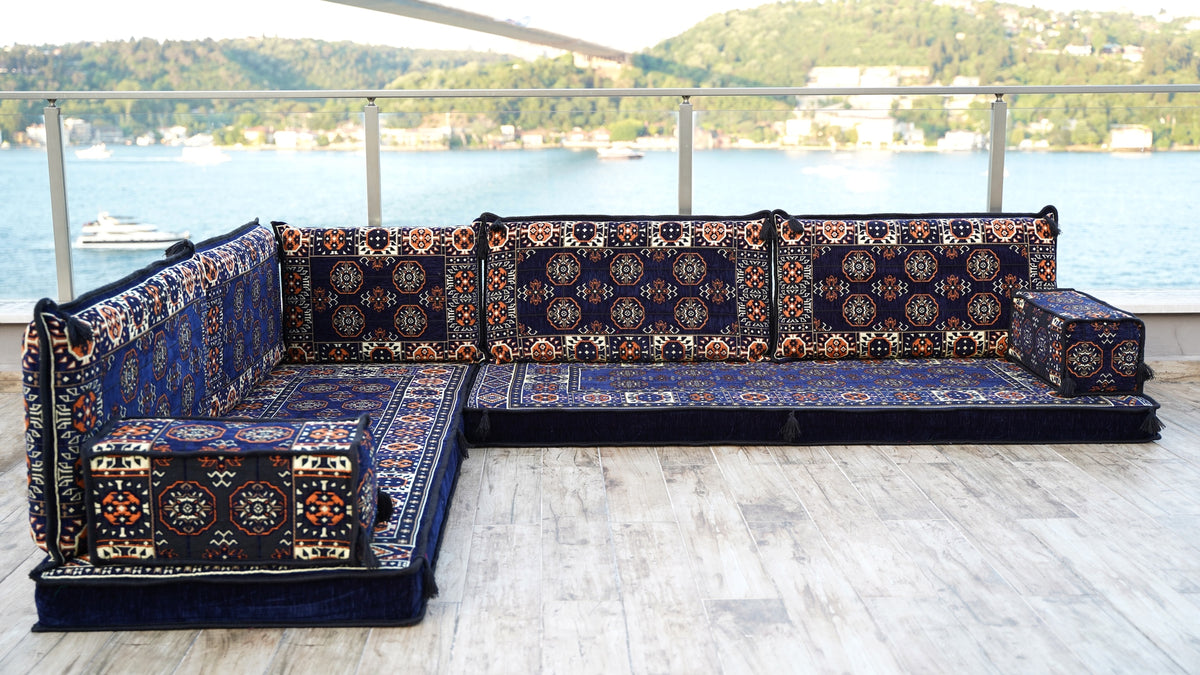 Handmade L Shaped Arabic Sofa, Turkish Sofa Seating, Oriental Sofa