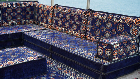 Handmade L Shaped Arabic Sofa, Turkish Sofa Seating, Oriental Sofa