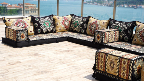 8 Thickness U Sofa Set, Arabic Majlis Seating, Oriental Sofa, Moroccan Sofa