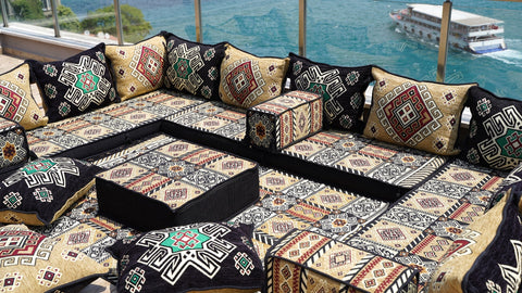 8 Thickness U Sofa Set, Arabic Majlis Seating, Oriental Sofa, Moroccan Sofa