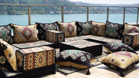 8 Thickness U Sofa Set, Arabic Majlis Seating, Oriental Sofa, Moroccan Sofa