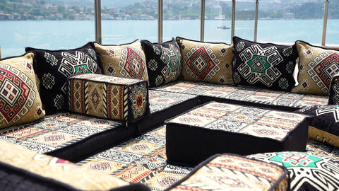 8 Thickness U Sofa Set, Arabic Majlis Seating, Oriental Sofa, Moroccan Sofa