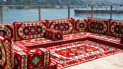 U Shaped Floor Sofa Set, Arabic Majlis, Moroccan Sofa Set