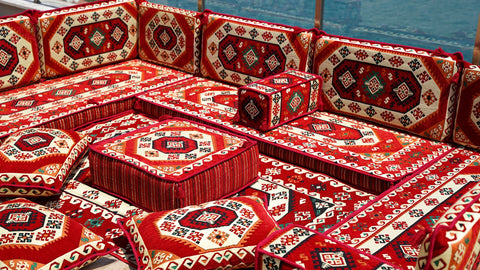 U Shaped Floor Sofa Set, Arabic Majlis, Moroccan Sofa Set