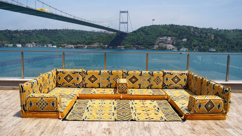8 Thickness U Sofa Set, Oriental Sofa, Arabic Majlis, Floor Cushions, Moroccan Sofa