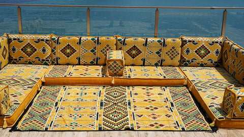 8 Thickness U Sofa Set, Oriental Sofa, Arabic Majlis Seating, Floor Cushions, Moroccan Sofa