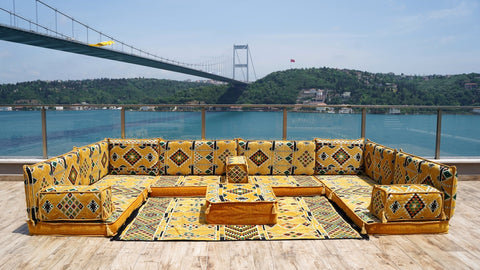 8 Thickness U Sofa Set, Oriental Sofa, Arabic Majlis, Floor Cushions, Moroccan Sofa