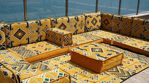 8 Thickness U Sofa Set, Oriental Sofa, Arabic Majlis Seating, Floor Cushions, Moroccan Sofa