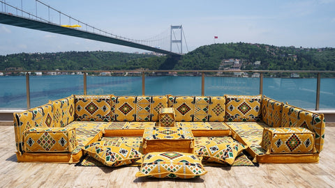 8 Thickness U Sofa Set, Oriental Sofa, Arabic Majlis, Floor Cushions, Moroccan Sofa