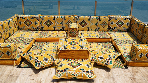 8 Thickness U Sofa Set, Oriental Sofa, Arabic Majlis Seating, Floor Cushions, Moroccan Sofa