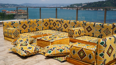 8 Thickness U Sofa Set, Oriental Sofa, Arabic Majlis Seating, Floor Cushions, Moroccan Sofa