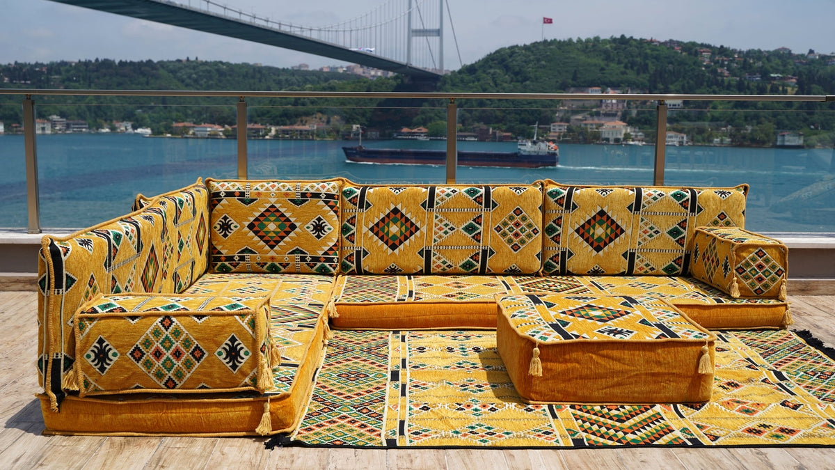 8 Thickness L Shape Sofa, Moroccan Sofa, Floor Cushions, Arabic Floor Sofa Set
