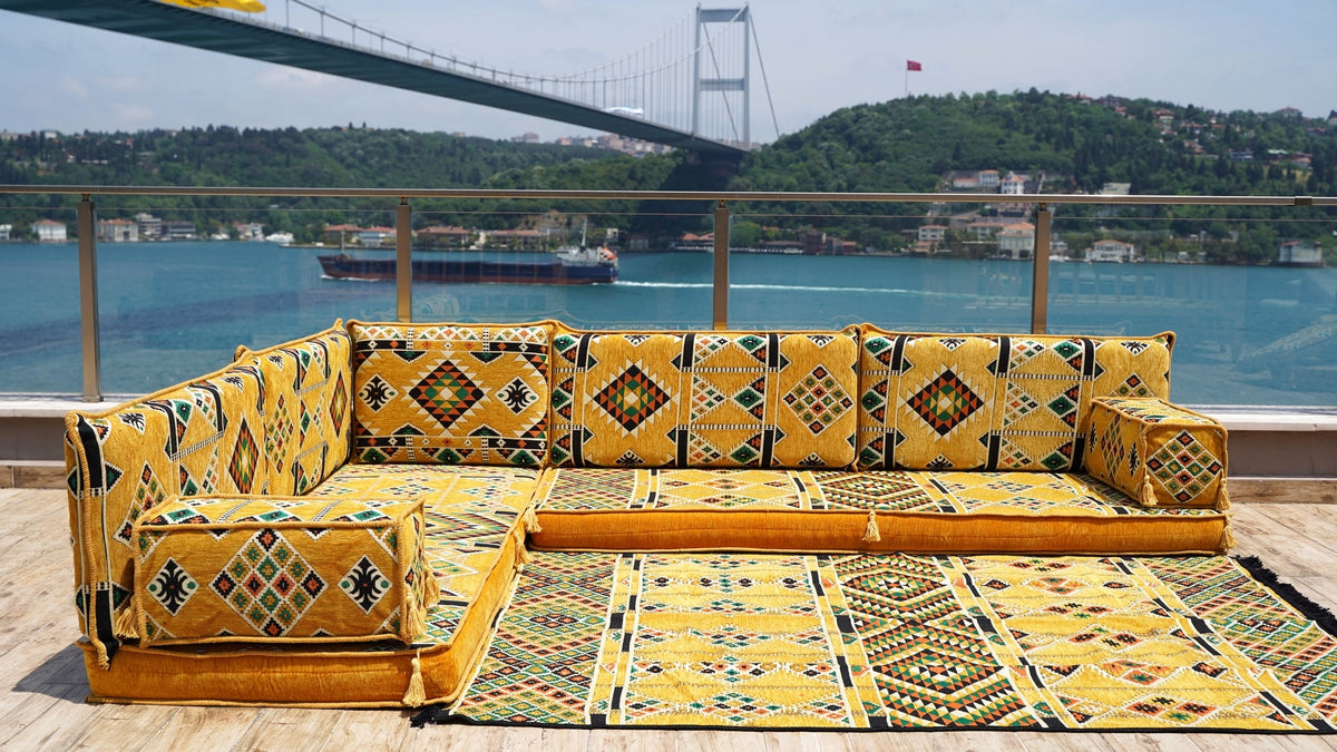 8 Thickness L Shape Sofa, Moroccan Sofa, Floor Cushions, Arabic Floor Sofa Set