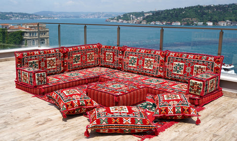 8 Thickness L Shape Sofa, Moroccan Sofa, Arabic Jalsa, Oriental Sofa Set