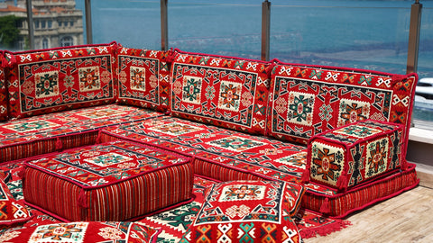 L Shaped Moroccan Sofa, Arabic Jalsa, Oriental Sofa