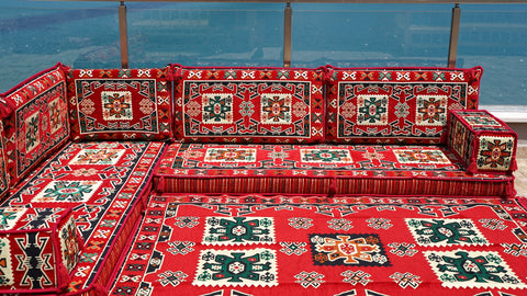 L Shaped Moroccan Sofa, Arabic Jalsa, Oriental Sofa