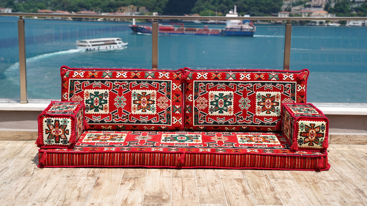 Loveseat Sofa Seating, Arabic Jalsa, Floor Cushions