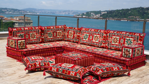 L Shaped Moroccan Sofa, Arabic Jalsa, Oriental Sofa