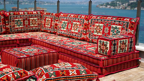 8 Thickness L Shape Sofa, Moroccan Sofa, Arabic Jalsa, Oriental Sofa Set