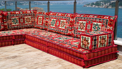 8 Thickness L Shape Sofa, Moroccan Sofa, Arabic Jalsa, Oriental Sofa Set