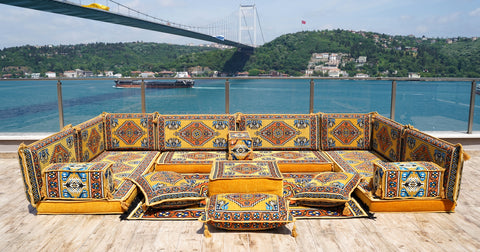 U Shaped Arabic Sofa, Moroccan Sofa Set, Turkish Sofa Seating