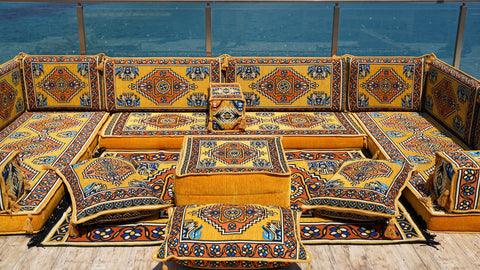 U Shaped Arabic Sofa, Moroccan Sofa Set, Turkish Sofa Seating