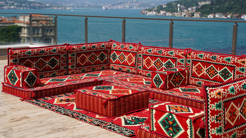 U Shaped Arabic Sofa, Moroccan Sofa Set, Turkish Sofa, Floor Cushions