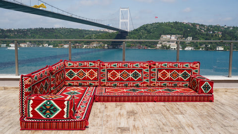 L Shaped Moroccan Sofa, Arabic Jalsa Set, Arabic Majlis Sofa