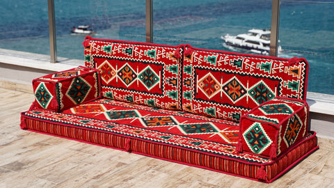 Loveseat Sofa Seating, Arabic Jalsa, Floor Cushions Set