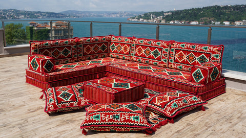 L Shaped Moroccan Sofa, Arabic Jalsa Set, Arabic Majlis Sofa