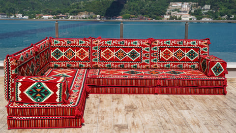 L Shaped Moroccan Sofa, Arabic Jalsa Set, Arabic Majlis Sofa